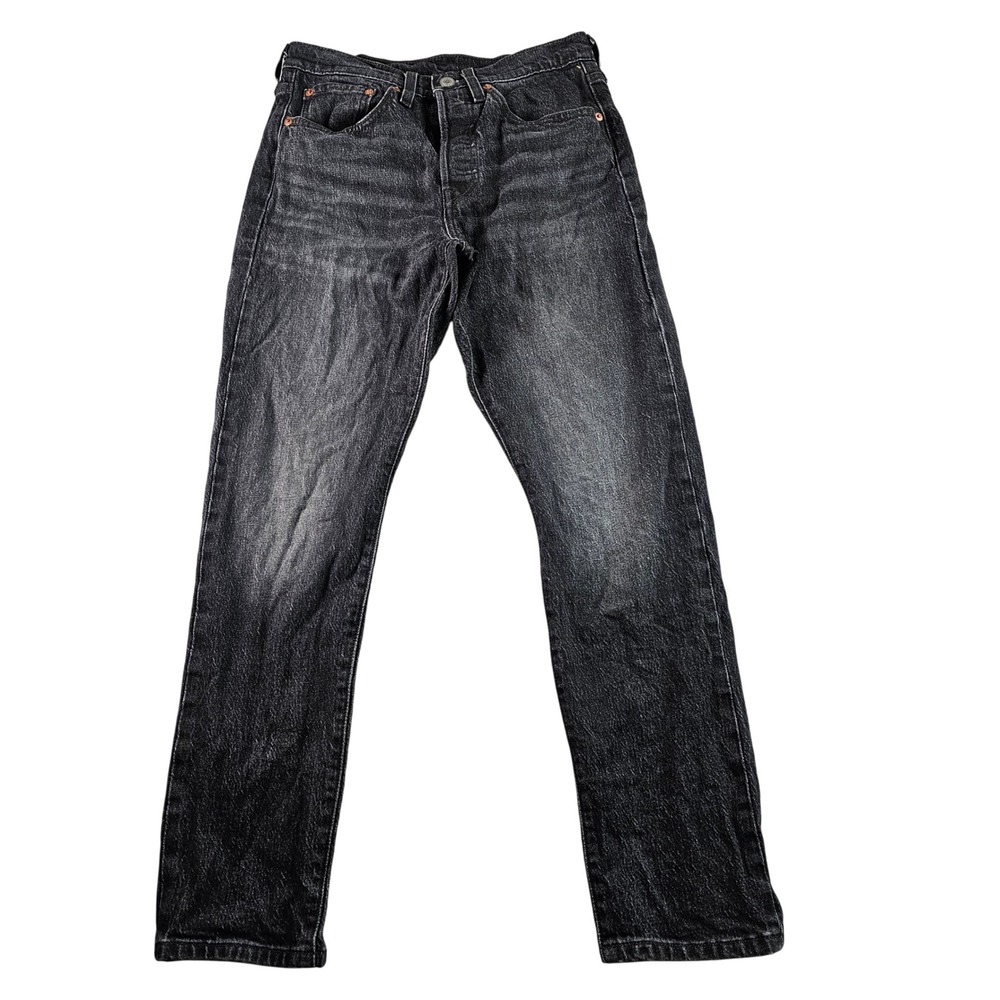 Levi's 501 Fly Straight Leg Denim Jeans Men 26×28 Black Wash Button